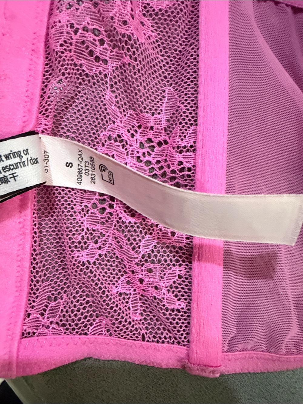 Victoria’s Secret Hot Pink Lace Angel bra Corset bustier Crop Top sz S - Picture 4 of 4